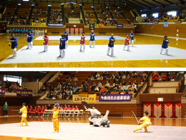 各チームが日頃の成果を披露(上)、ジュニアチームの演武に大きな拍手(下)