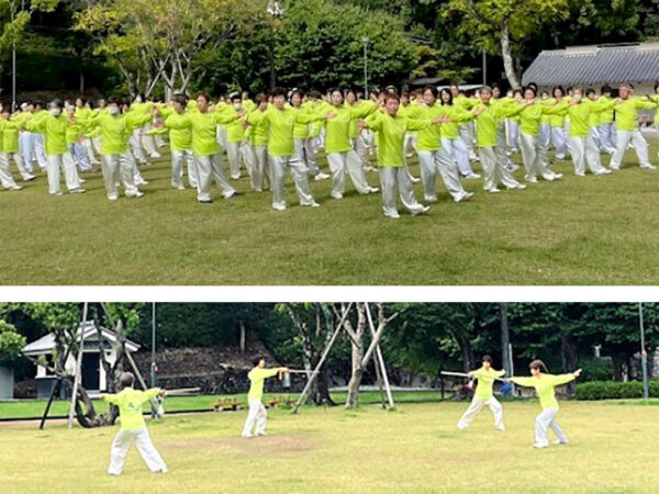 集団演武(上)と剣法(下)の様子