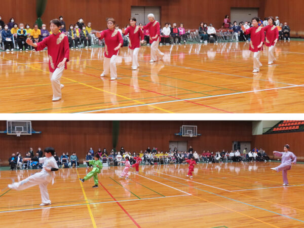 全国大会出場を目指した渾身の演武（上）、ジュニア達のはつらつとした演武（下）