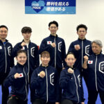 直前練習で意気込みをみせる日本代表選手団
