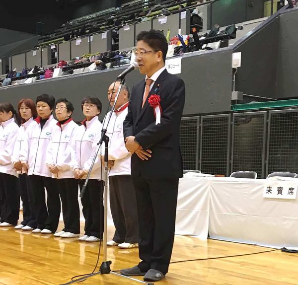 岡山県連盟交流大会01_加藤勝信衆議院議員挨拶