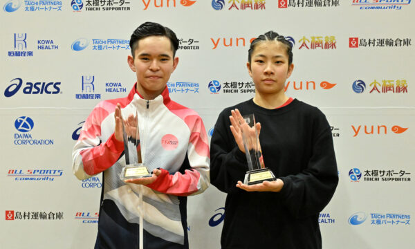 JOCカップを獲得した大木宙選手（左）と白川奏那選手（右）